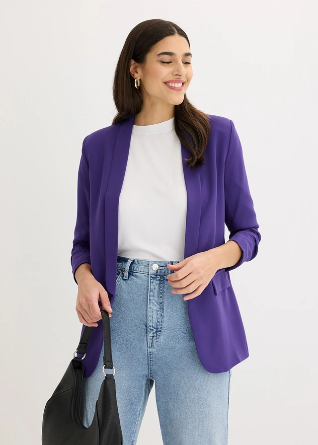 Blazer à manches froncées, Couleur: violet