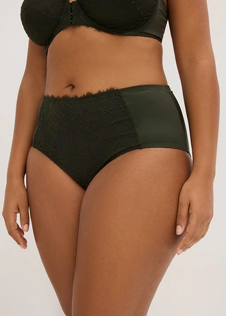 Culotte maxi à dentelle florale, Couleur: olive foncé