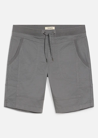 Stretchbermuda met elastische band, regular fit • rookgrijs • bonprix online shop