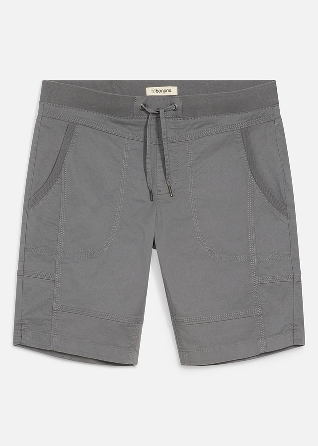 Stretchbermuda met elastische band, regular fit • rookgrijs • bonprix online shop