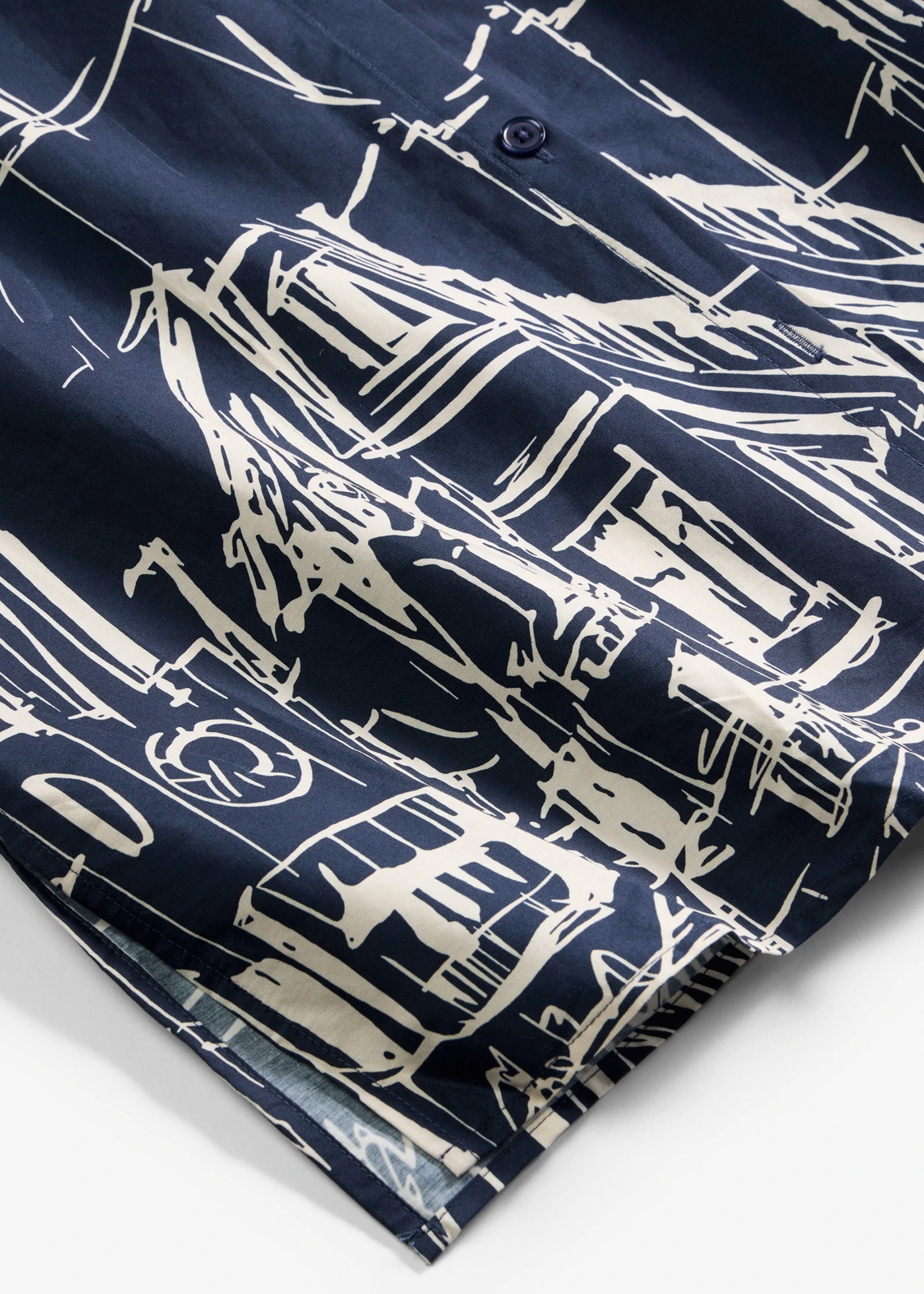 Ingruha pamut-puplin anyagból • sötétkék-natúr grafikai mintás • bonprix áruház