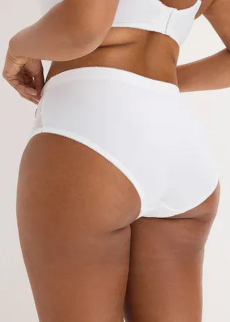 Corrigerende slip met elegant borduursel (set van 2), Kleur: wit+wit-zwart