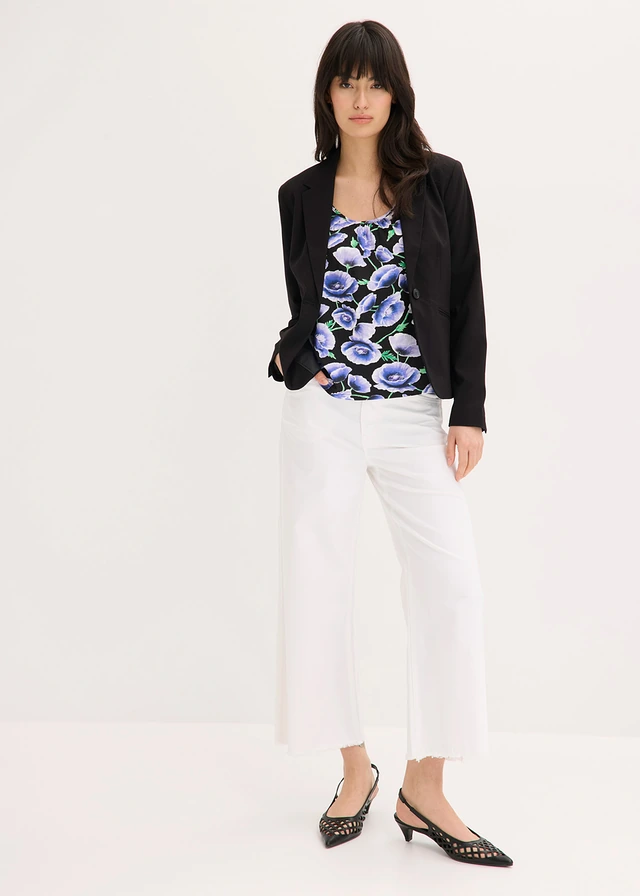 Top cu bretele subțiri din amestec moale de viscoză negru