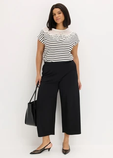 T-shirt en viscose extensible, Couleur: écru/noir rayé