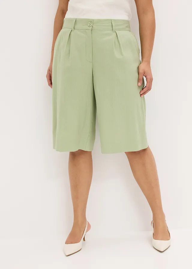 Bermuda en lin mélangé, Couleur: vert pâle