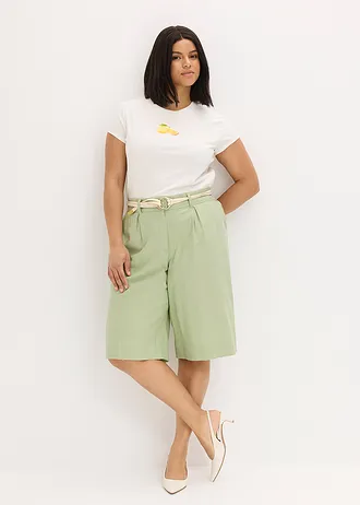 Bermuda en lin mélangé, Couleur: vert pâle