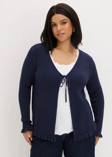 Fijn gebreid vest van katoenmix, Kleur: donkerblauw