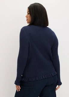 Fijn gebreid vest van katoenmix, Kleur: donkerblauw