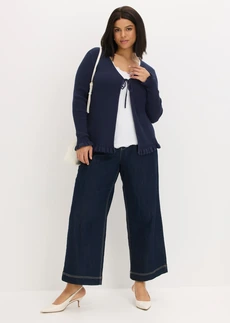 Fijn gebreid vest van katoenmix, Kleur: donkerblauw