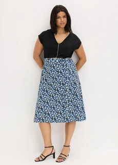 Midi jersey jurk van viscosemix, Kleur: kristalblauw gebloemd