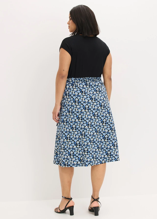 Robe midi en jersey viscose, Couleur: bleu cristal floral