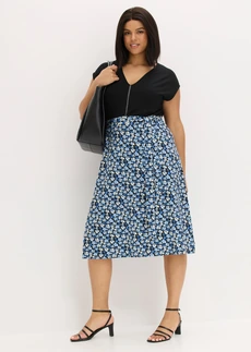 Robe midi en jersey viscose, Couleur: bleu cristal floral