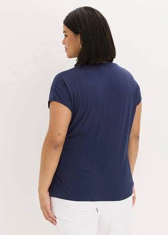 Shirt in een zachte viscosemix, Kleur: donkerblauw