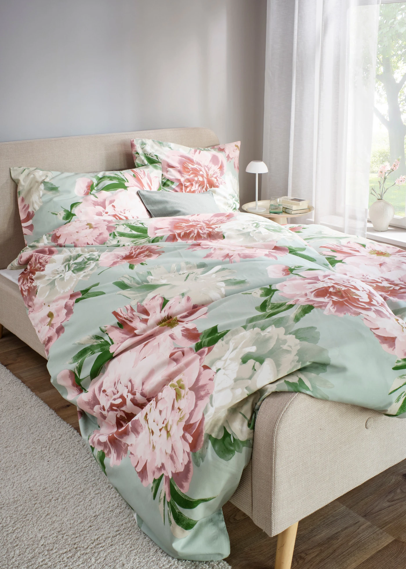 Lenjerie de pat din lyocell • alb/roz • magazin bonprix