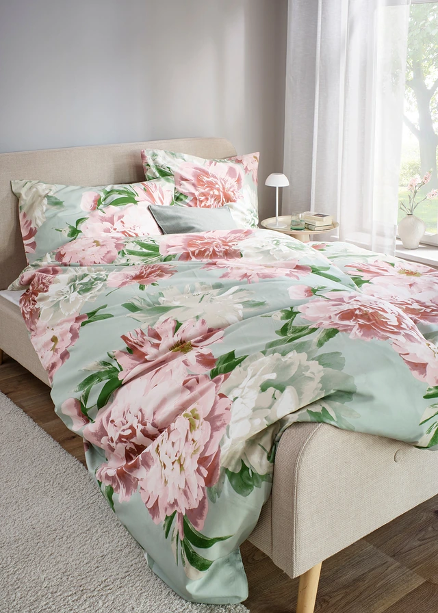 Dekbedovertrek van lyocell, Kleur: roze-wit
