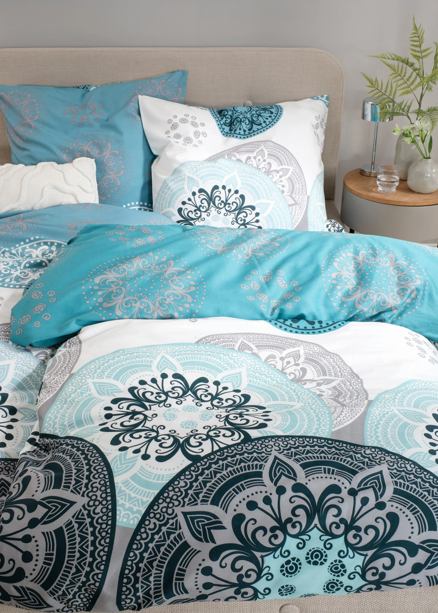 Parure de lit en linon • pétrole • Boutique bonprix