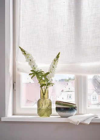 Vouwgordijn in linnen look met rijgkoord • wit • bonprix online shop