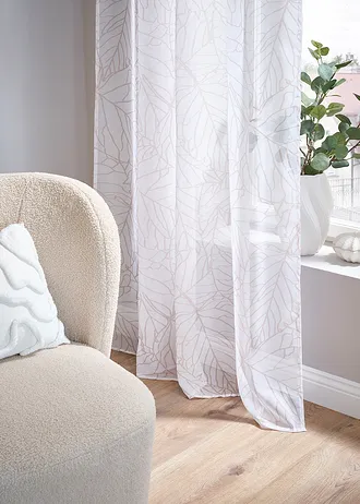 Voilage imprimé (1 pce) • beige-blanc imprimé • Boutique bonprix