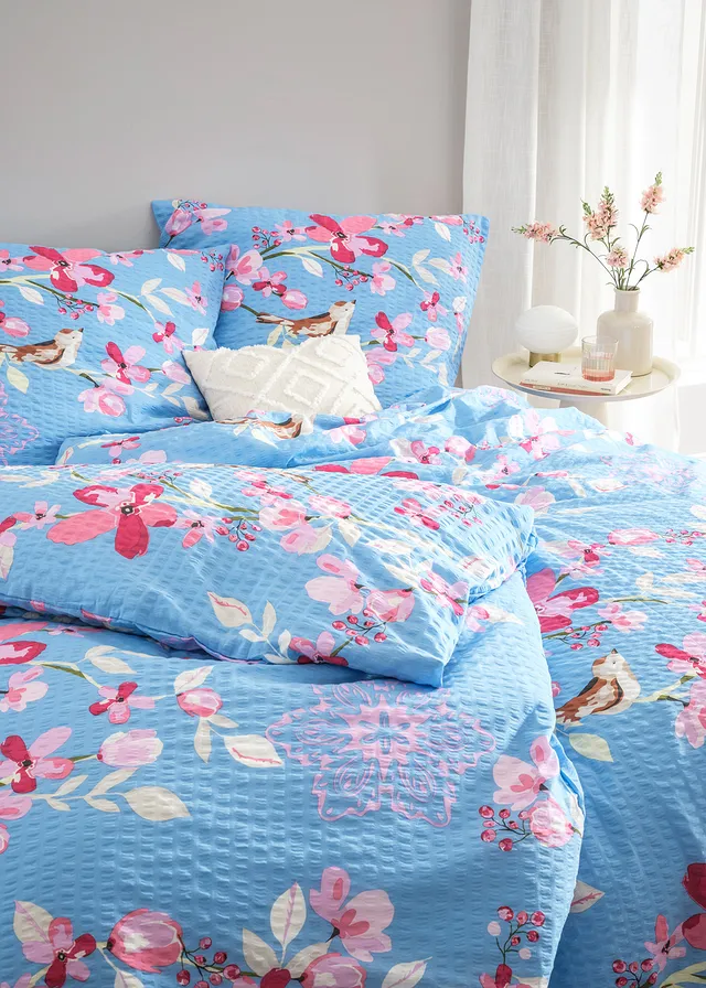 Dekbedovertrek van seersucker • blauw-roze • product-page.page-title-suffix