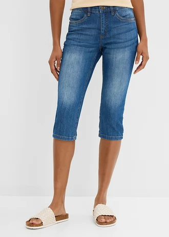Jean slim, taille mi-haute, longueur 3/4, Couleur: bleu used