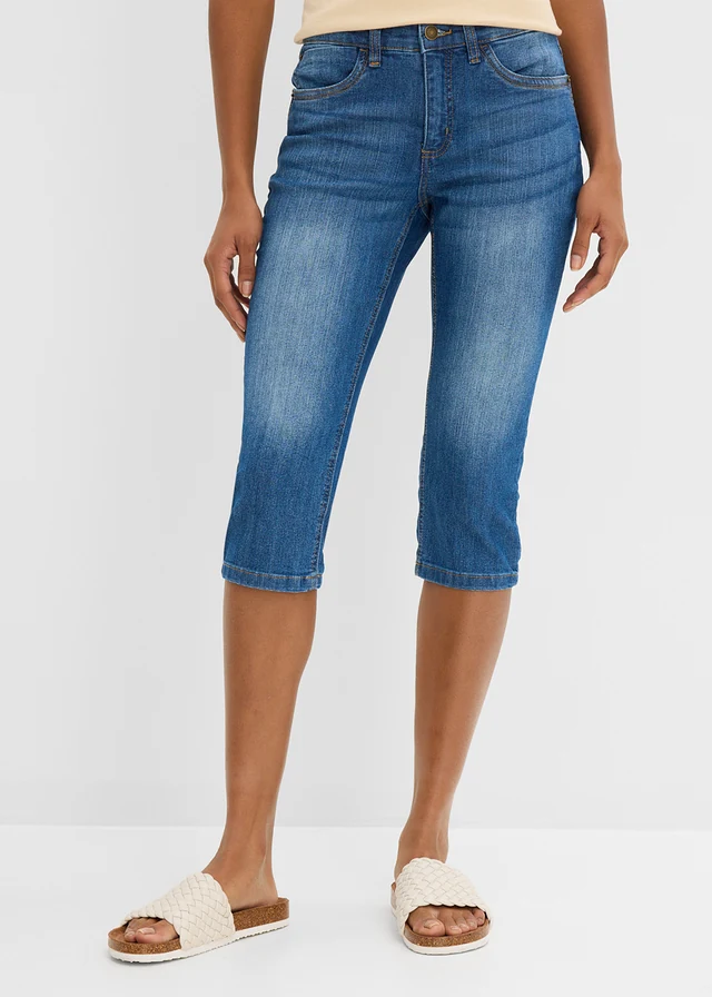 Slim capri jeans, mid waist, Kleur: blue stone used