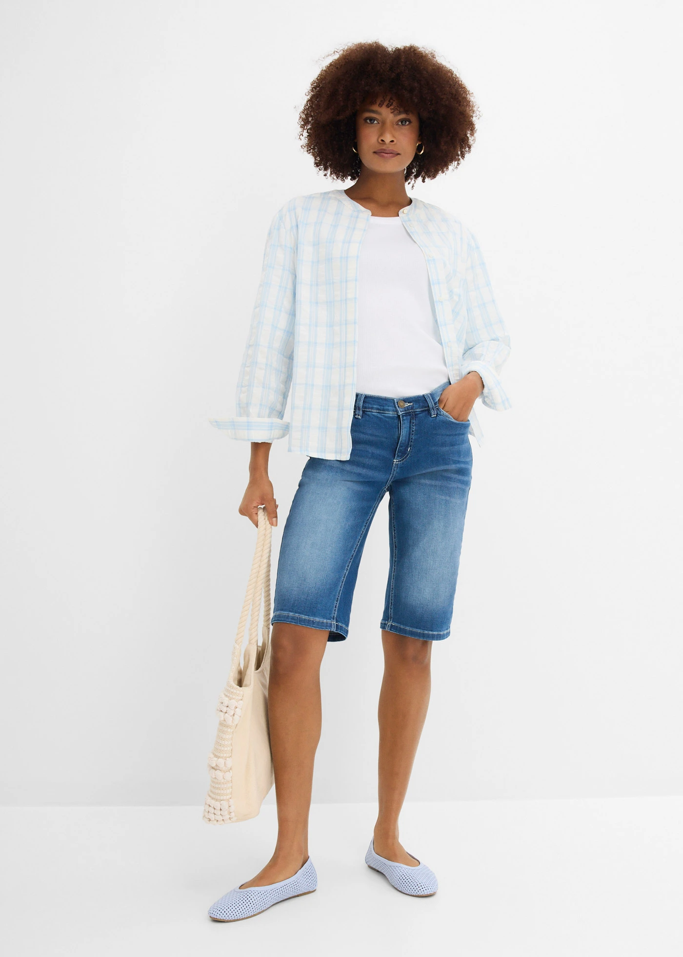 Bermuda comfort stretch jeans • lichtblauw denim used • bonprix online shop