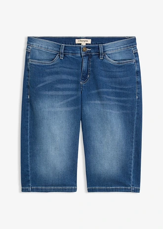 Bermudy jeansowe ze stretchem, średni stan • jasnoniebieski denim "used" • sklep bonprix
