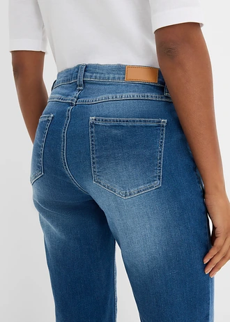 Bermudy jeansowe ze stretchem, średni stan • jasnoniebieski denim "used" • sklep bonprix