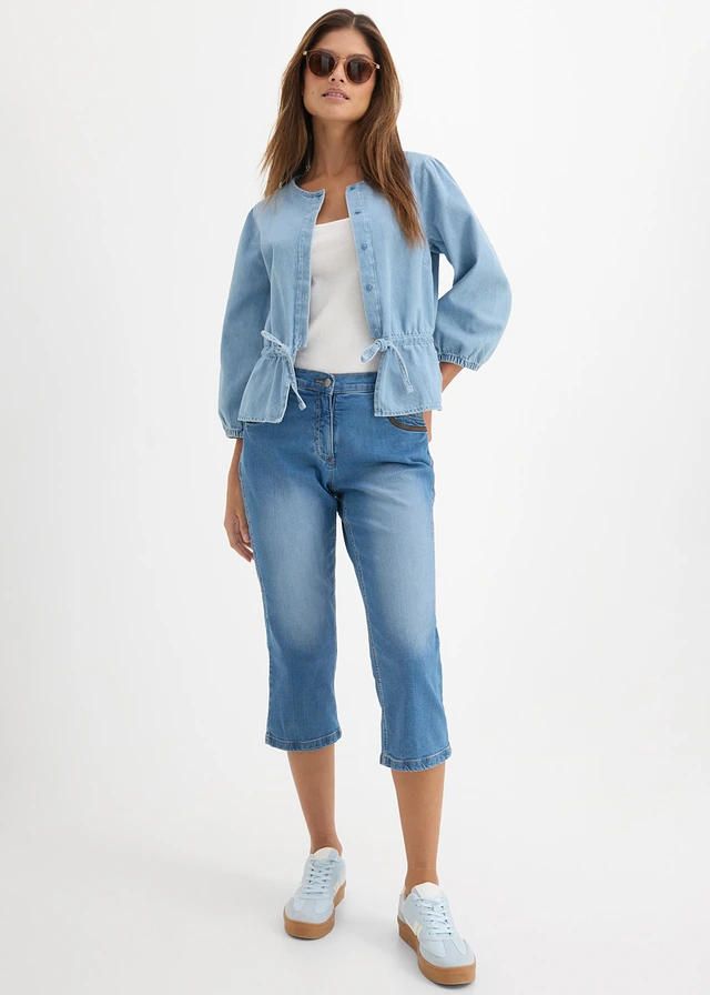 Capri džíny, Slim Fit, Mid Waist modrá stone