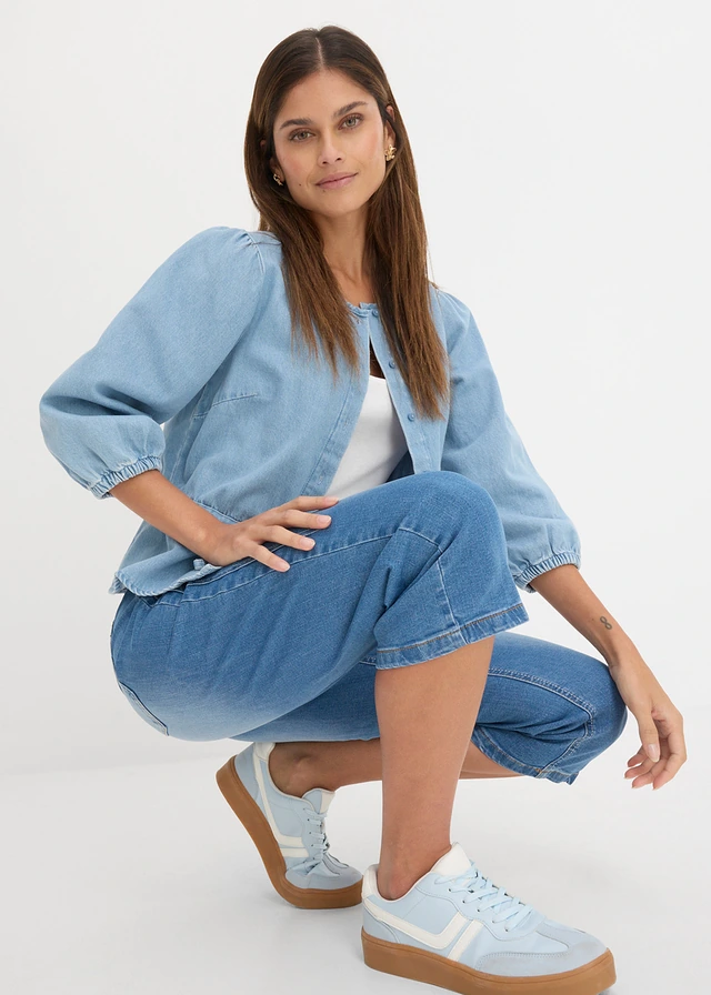 Slim fit capri jeans met mid waist • blue stone • product-page.page-title-suffix
