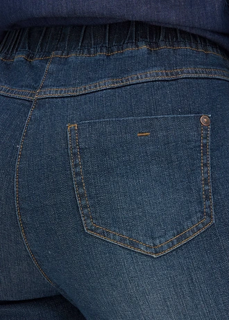 Jegginsy ze stanem mid waist, z wygodnym pasem • ciemnoniebieski denim • sklep bonprix