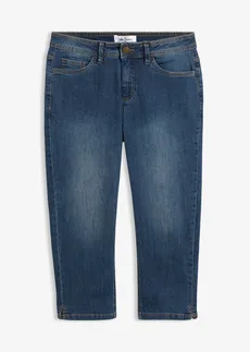 Jean slim taille mi-haute, raccourci, Couleur: bleu foncé used