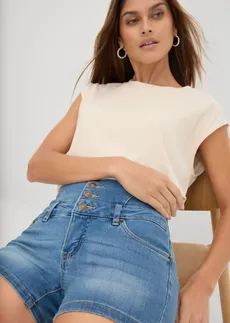 Highwaist džínové šortky • modrá bleached • bonprix obchod