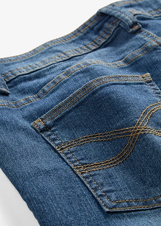 Jeansy slim fit, cropped, średni stan • ciemnoniebieski "used" • sklep bonprix