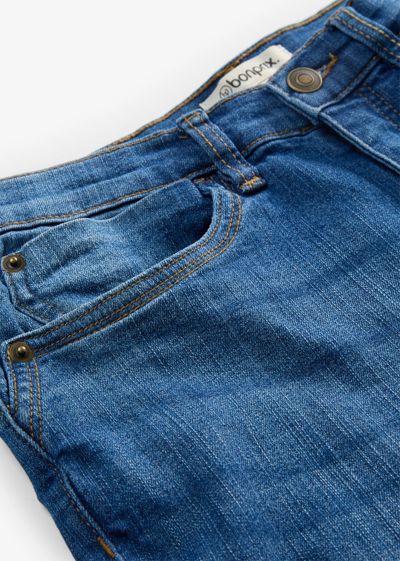 Capri džíny, Mid Waist, Slim Fit • modrá used • bonprix obchod