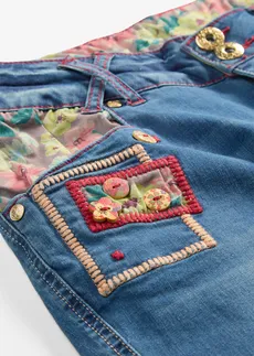 Bermuda en jean, taille mi-haute • bleu denim floral • Boutique bonprix