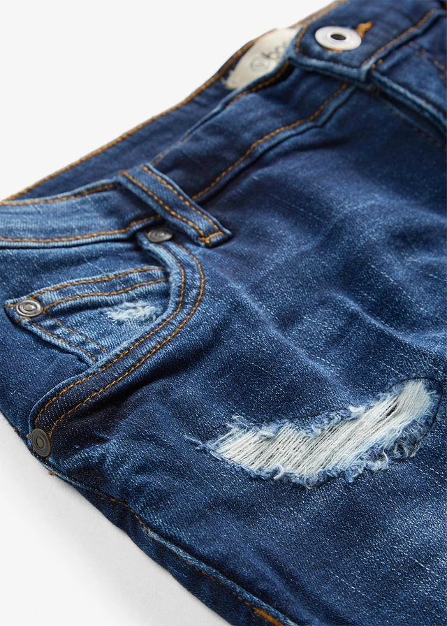 Jeans mid waist short met destroyed effecten • blauw denim • product-page.page-title-suffix