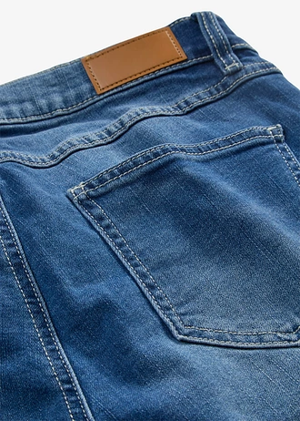 Bermudy jeansowe ze stretchem, średni stan • jasnoniebieski denim "used" • sklep bonprix