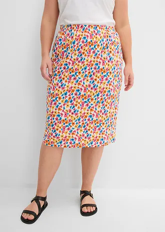 Shirtrok van een viscose-katoenmix, Kleur: wolwit-zwart-geel-warm oranje-briljantblauw-pink gebloemd