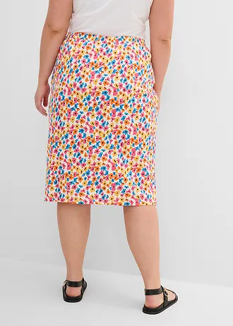 Shirtrok van een viscose-katoenmix, Kleur: wolwit-zwart-geel-warm oranje-briljantblauw-pink gebloemd