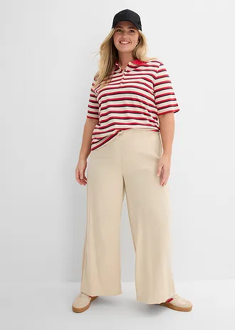 Polo 100% coton, Couleur: rouge-bleu foncé-beige galet rayé