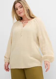 Blouse ample en gaze de coton, Couleur: sable clair