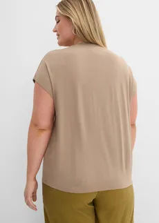 T-shirt van zachte viscose, Kleur: taupe