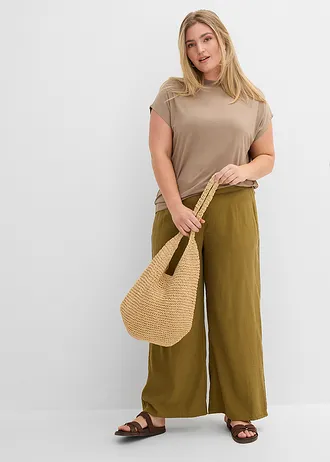 T-shirt van zachte viscose, Kleur: taupe