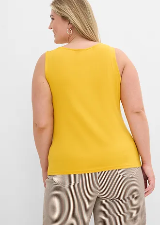 Lot de 2 tops en viscose douce, Couleur: bleu cobalt-jaune safran