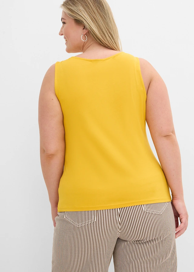 Top van zachte viscose (set van 2), Kleur: donkerblauw/saffraangeel