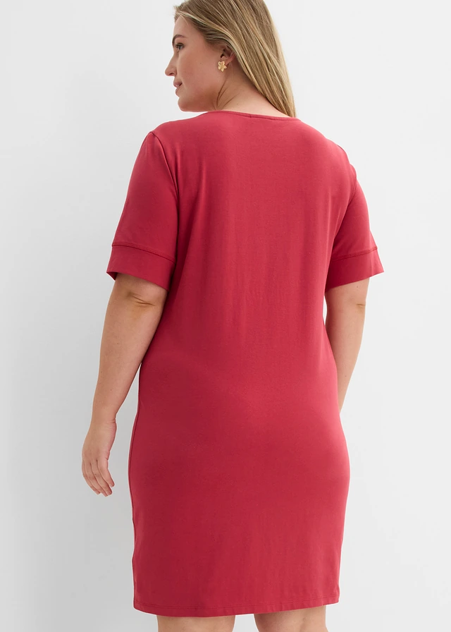 Robe en jersey coton extensible, Couleur: rouge cerise
