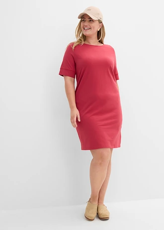 Robe en jersey coton extensible, Couleur: rouge cerise