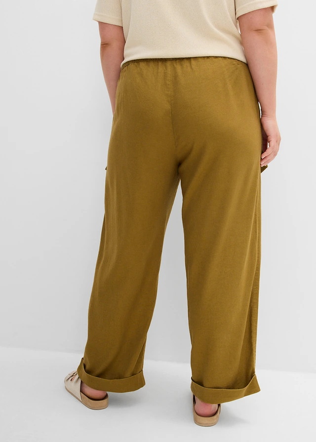 Pantalon style utility raccourci, Couleur: vert nature