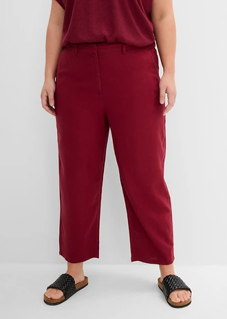Spodnie barrel z mieszanki lnu i wiskozy, kolor: czerwony klonowy